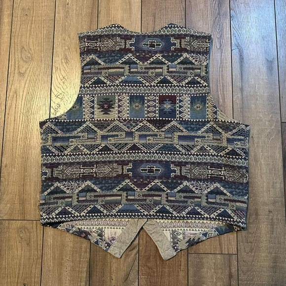 Vintage Aztec Vest Women's Large Southwestern Boho Indie Patterned - Picture 3 of 5